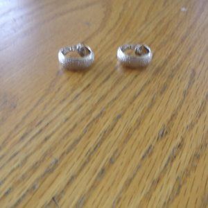 L.H. Segal clip earrings silver tone textured hoops